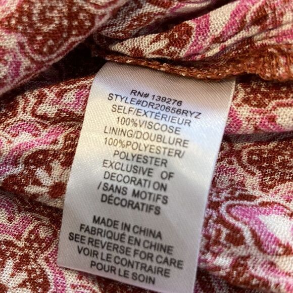 DR2 Women Pink Long Sleeve Button Cuff Scoop Neck Sweet Fit Boho Crochet Top m - Picture 7 of 7